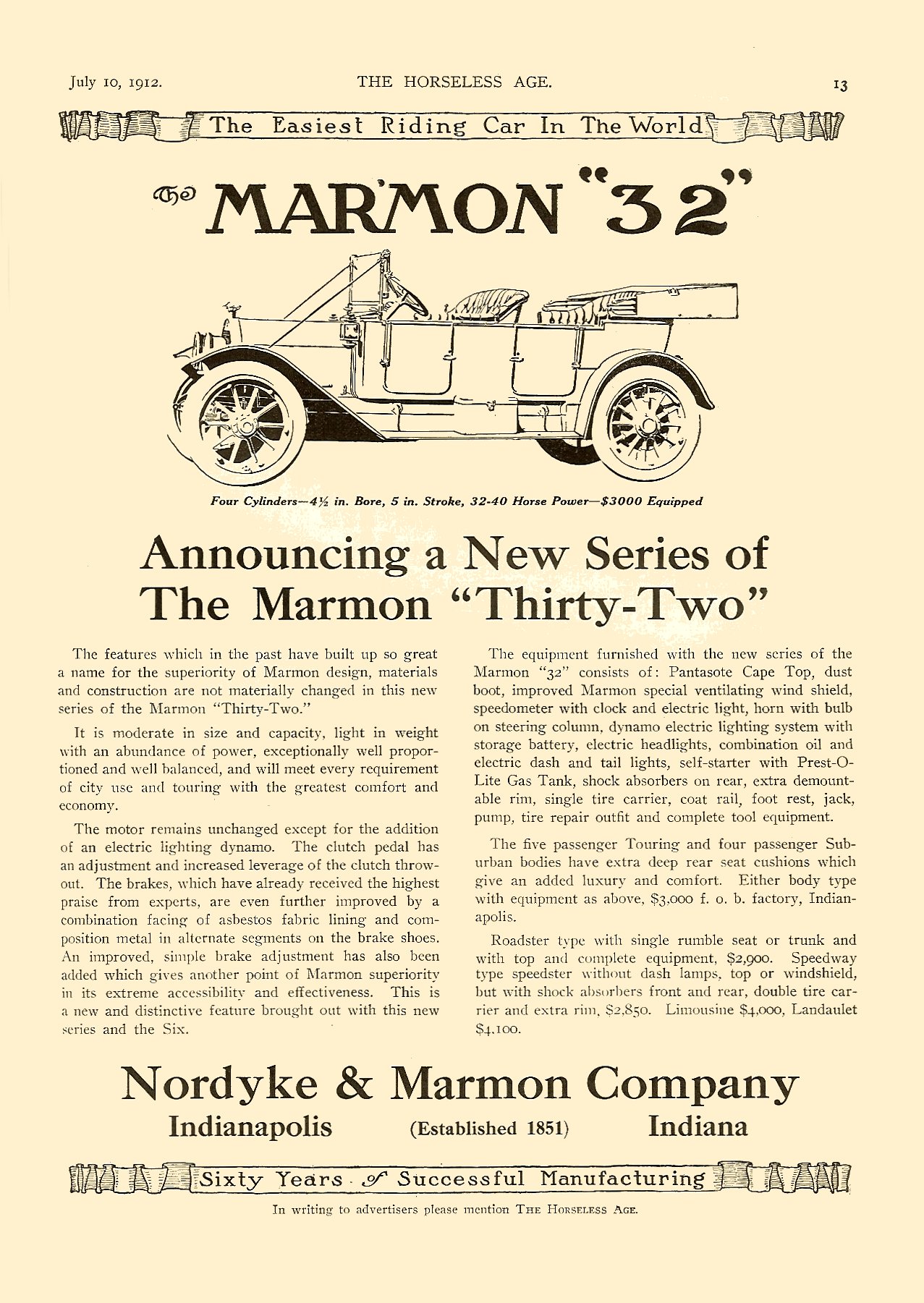 1912 Marmon Auto Advertising